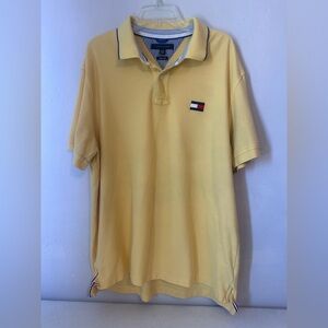 Tommy Hilfiger Men Yellow Polo Size XXL Cotton Shirt Short Sleeve Slim Fit